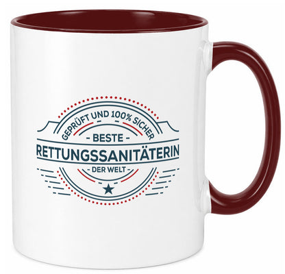 Geprüft und sicher: Rettungssanitäterin | Sanitäter Geschenkidee Humor Tasse