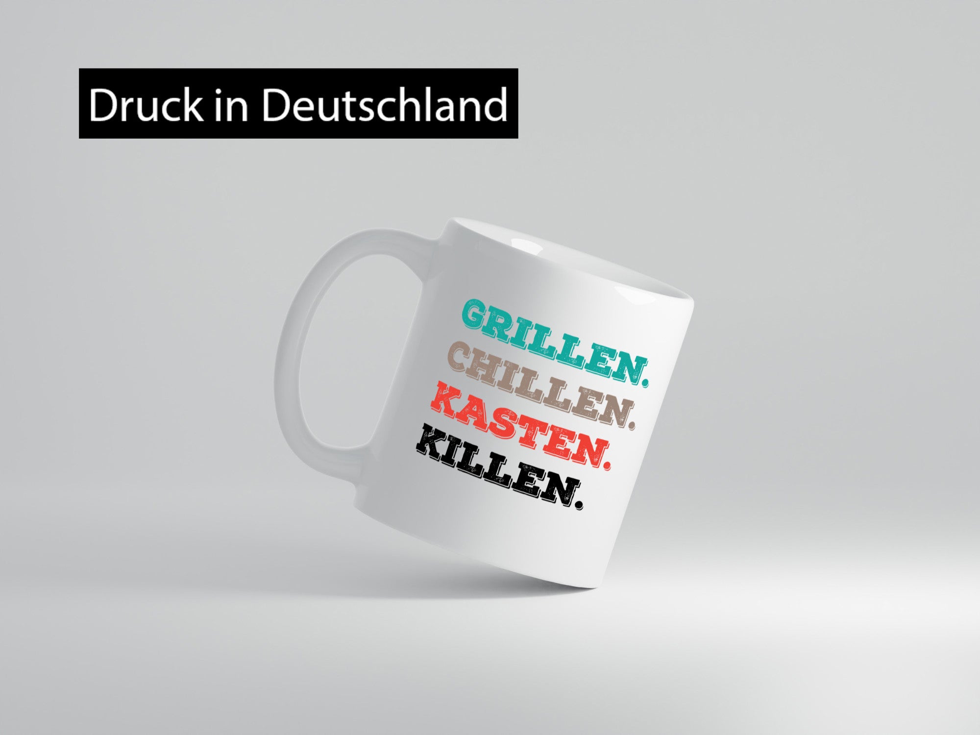 Grillen Chillen Kasten Killen | Bier Bierliebhaber Humor Geschenkidee Tasse