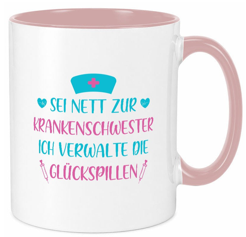 Krankenschwester verwaltet Glückspille | Herzschlag |Spritze lustig Humor Tasse