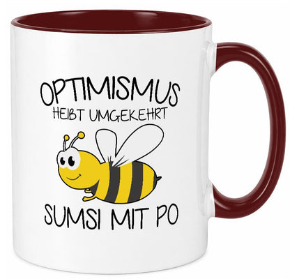 Optimismus umgekehrt heißt Sumsimitpo | Biene lustiger Spruch Geschenk Humor Tasse