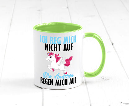 Ich reg mich nicht auf lustiger Spruch Geschenk Humor Geschenkidee Tasse