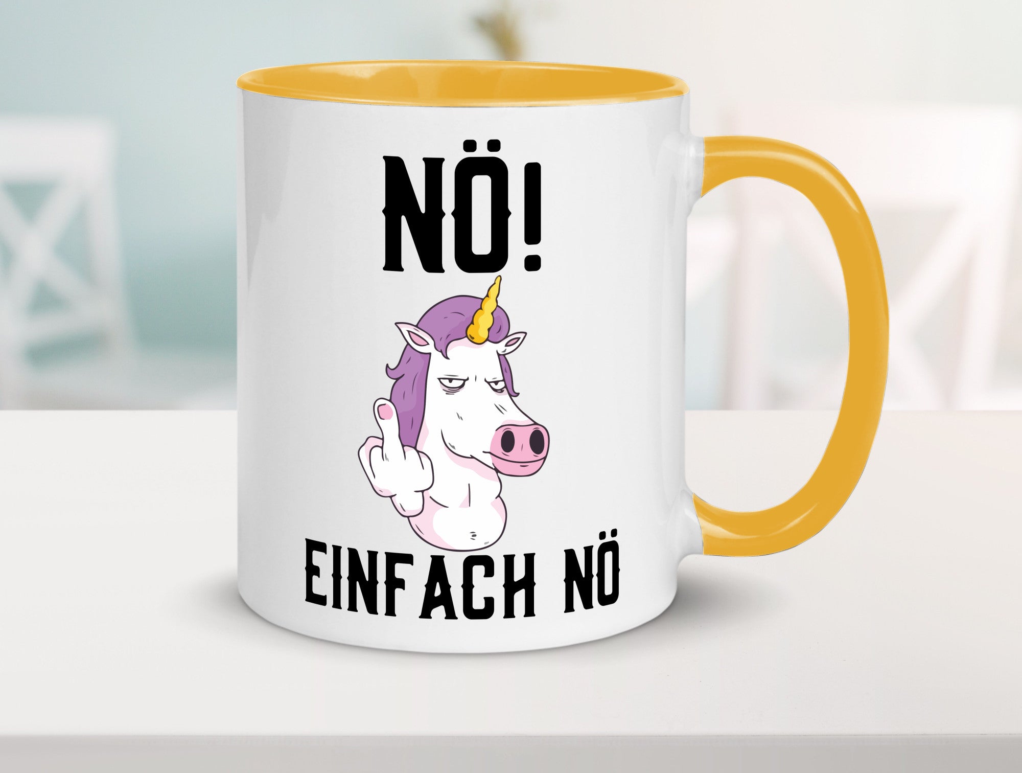 Einfach Nö | Keinen Bock Einhorn Mittelfinger Comic Geschenkidee Humor Tasse