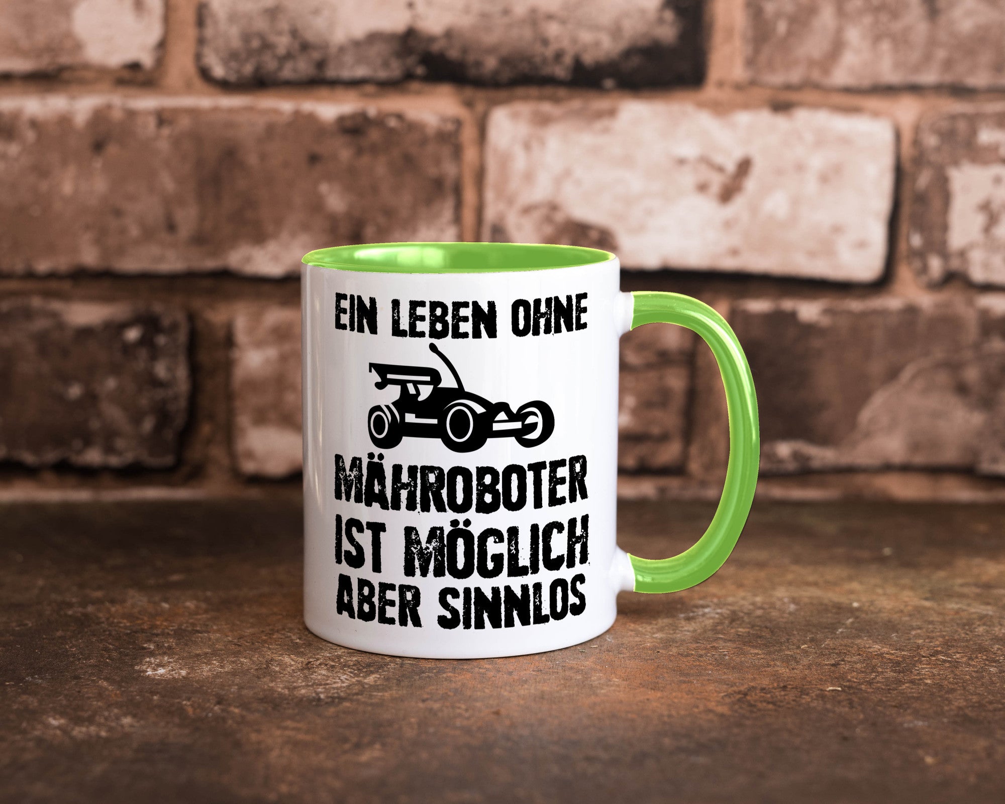 Leben oihne Mähroboter, möglich, aber sinnlos | Garten Geschenkidee Humor Tasse
