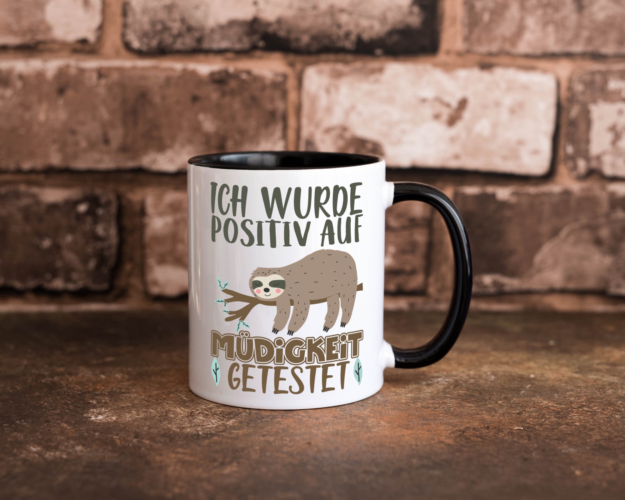 Positiv auf Müde getestet lustiger Spruch Geschenk Humor Geschenkidee Tasse