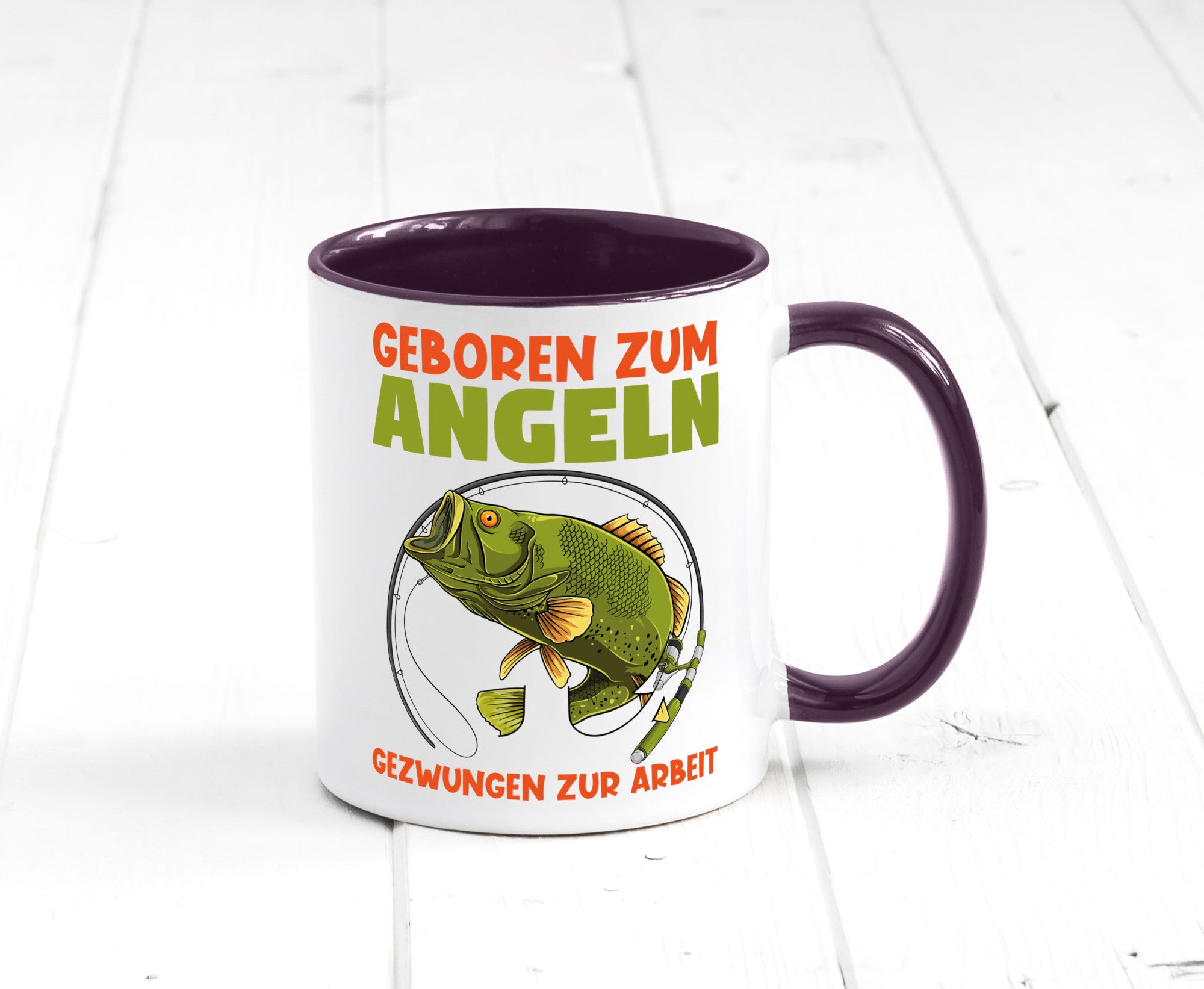 Geboren zum Angeln | Angler Tasse Fischer Spruch Humor Geschenkidee