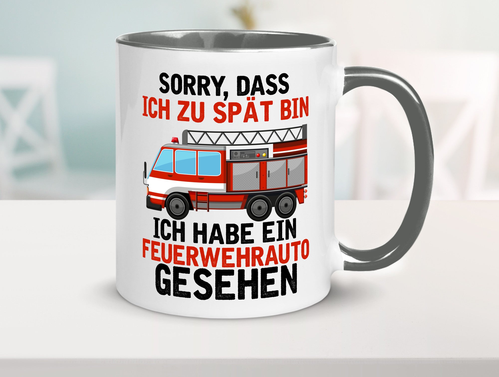Ich hab ein feuerwehrauto gesehen | lustig Humor Geschenkidee Geschenk Tasse