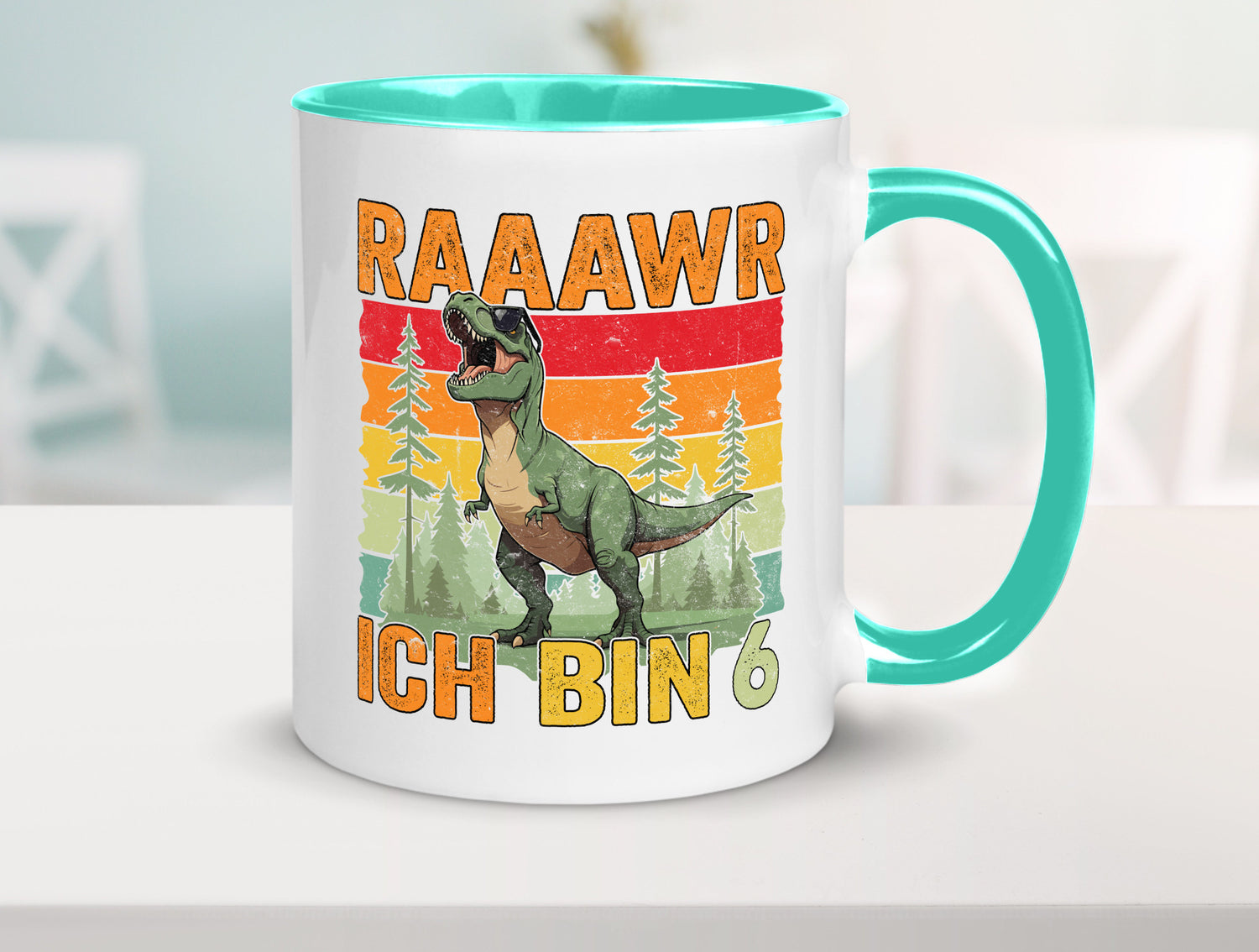 6. Geburtstag | 6 Jahre rarrrr ich bin Dinosaurier Humor Geschenkidee Tasse
