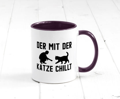 Mit der Katze | Chillen Katzenliebhaber Tierfreund lustiger Spruch Geschenk