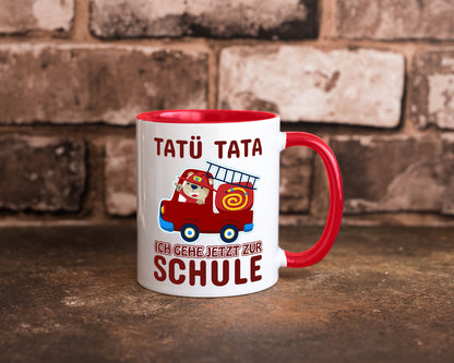 Bär in Feuerwehrauto | Tatü Tata Einschulung Tasse Humor Geschenkidee