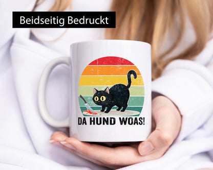 Da Hund woas | Retro böse Katze mit Messer Humor Tierliebhaber Geschenkidee