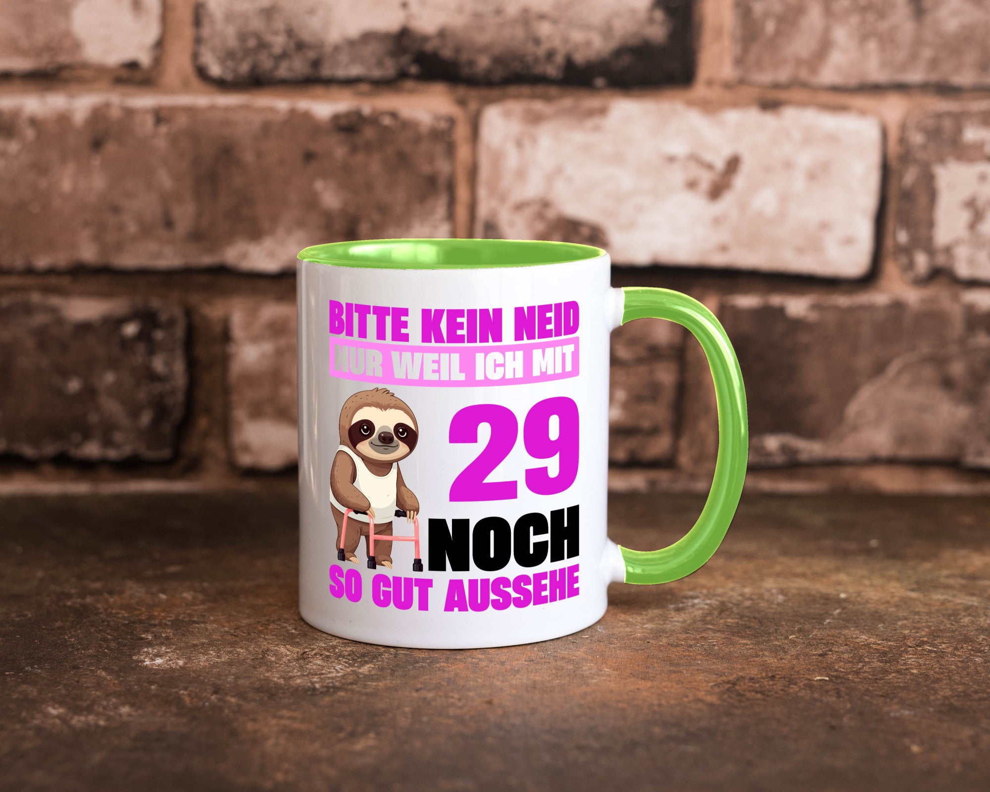 29. Geburtstag | Bitte kein neid Faultier 29 Jahre Humor Geschenkidee Tasse