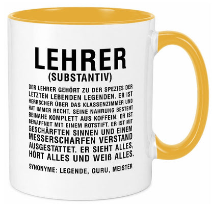 Lehrer | Definition Kollege Mitarbeiter Geschenkidee Arbeit Kollegen Büro Humor Tasse