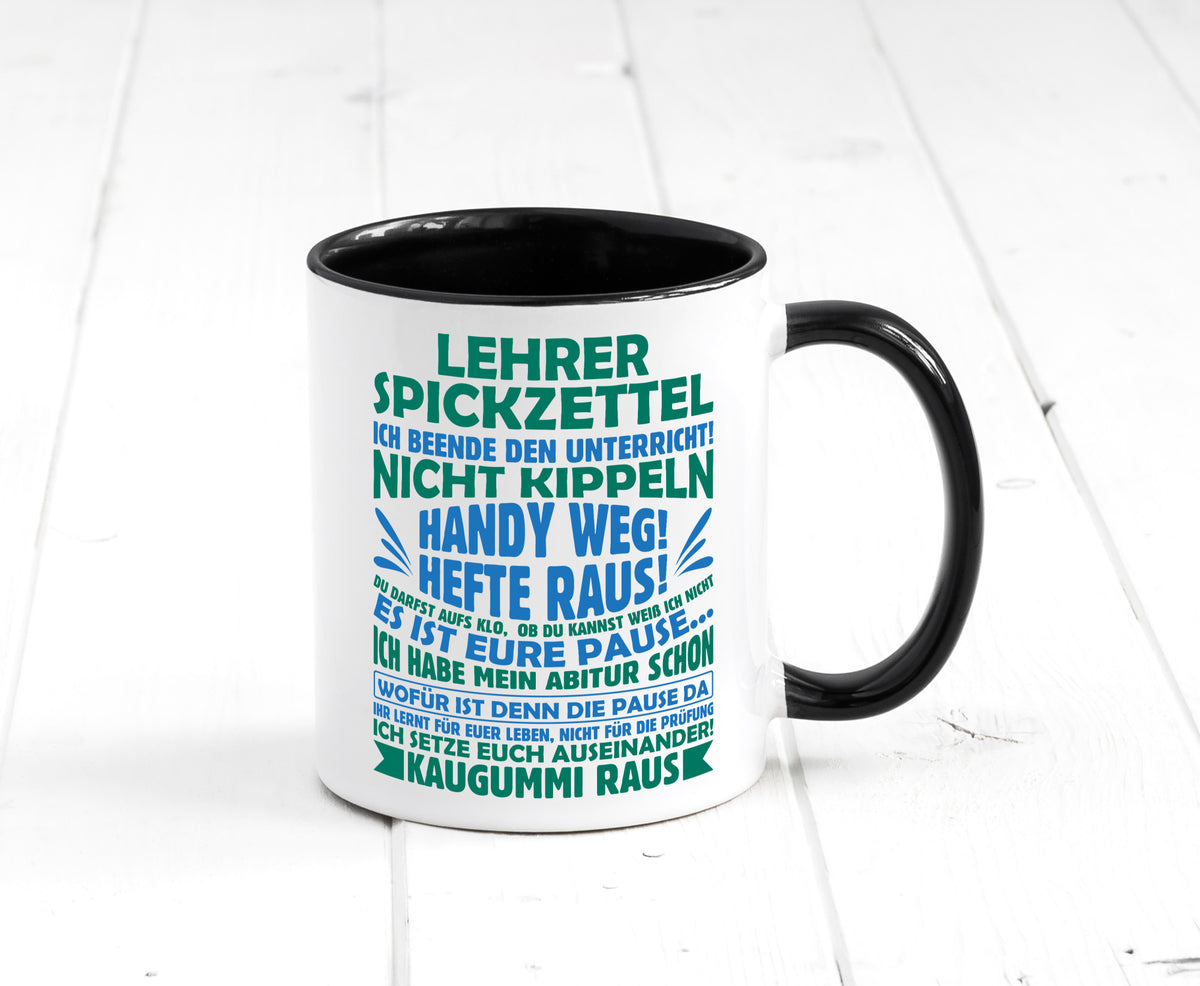 Lehrer Spickzettel | Beruf Tasse lustiger Spruch vl2 Geschenk Arbeit Kollegen