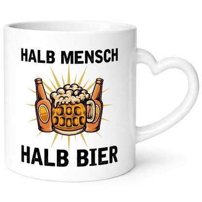 Halb Mensch Bier | Biertrinker v2 Geschenkidee Humor Tasse