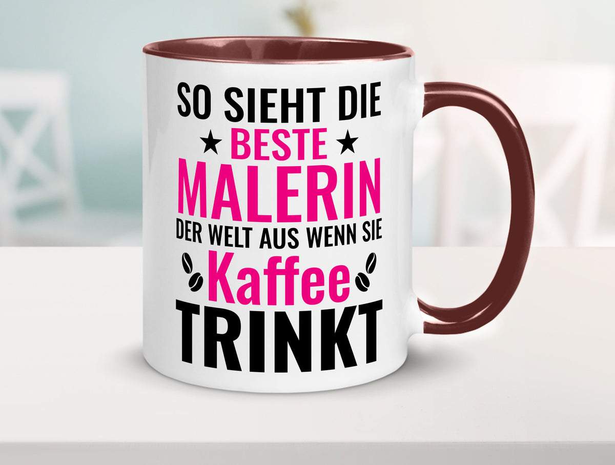Kaffee trinkt: Malerin | Malerinnen lustiger Spruch Geschenk Humor Geschenkidee Tasse