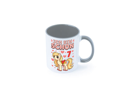 7. Geburtstag | 7 Jahre Mädchen Reiten Pony lustiger Spruch Geschenk Tasse