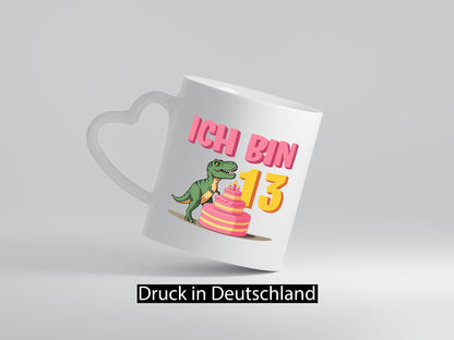 13 Geburtstag | Jahre Dinosaurier mit Kuchen Humor Geschenkidee Tasse