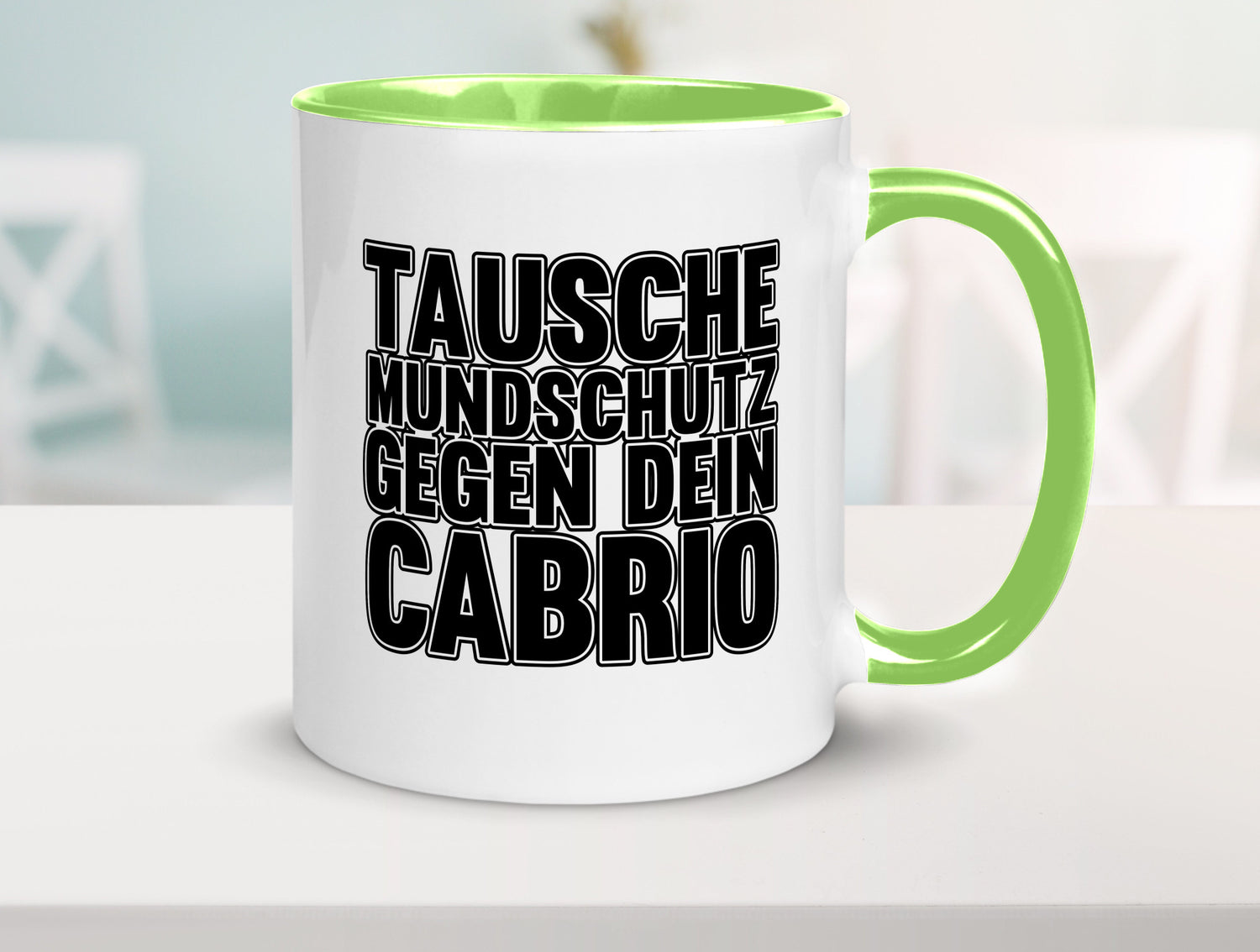 Tausche Mundschutz gegen Cabrio| | Cabrio Geschenkidee Humor Tasse