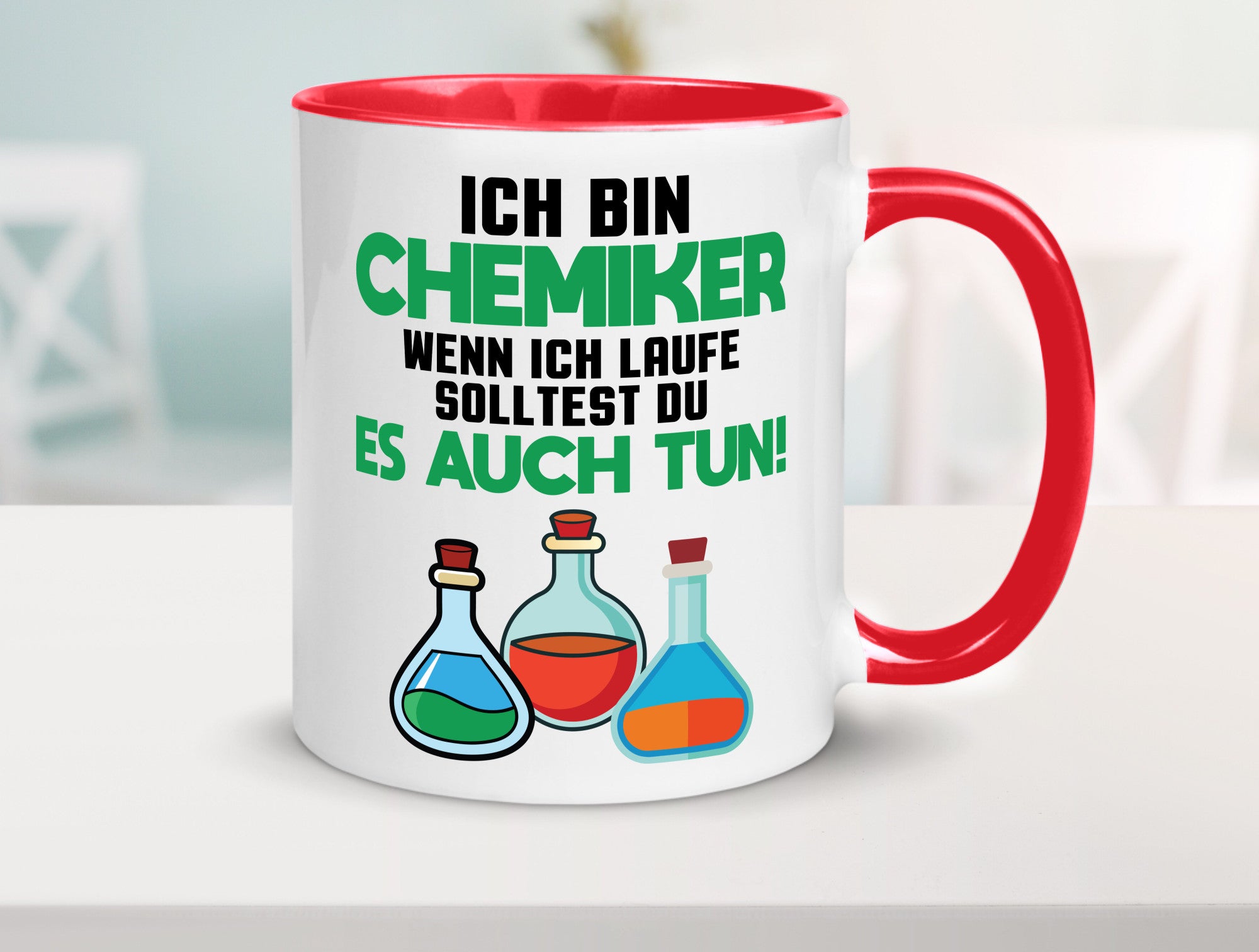 Ich bin chemiker wnen laufe solltest du es auch tun Humor Geschenkidee Tasse