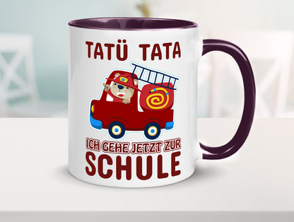 Bär in Feuerwehrauto | Tatü Tata Einschulung Tasse Humor Geschenkidee