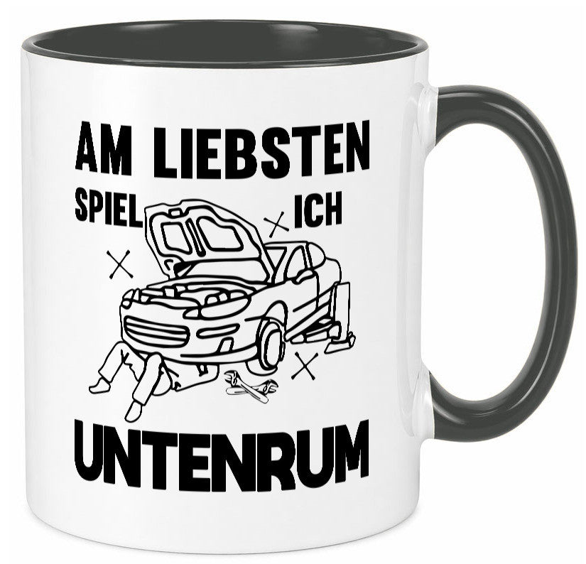 Am liebsten spiele ich untenrum | Autowektstatt lustiger Spruch Geschenk Humor Tasse