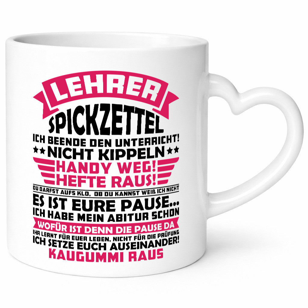 Lehrer Spickzettel | Beruf Tasse lustiger Spruch vl8 Geschenkidee Arbeit