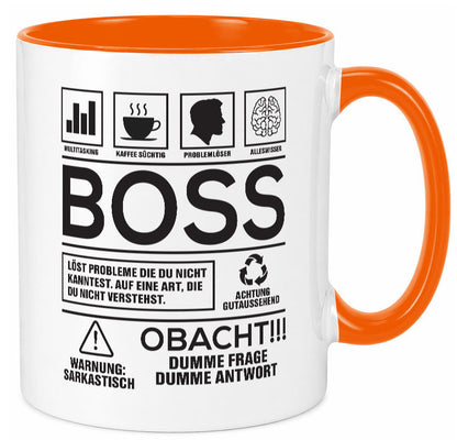 Achtung Probleme Boss | Führungskraft Vorgesetzter lustig Humor Geschenkidee Tasse