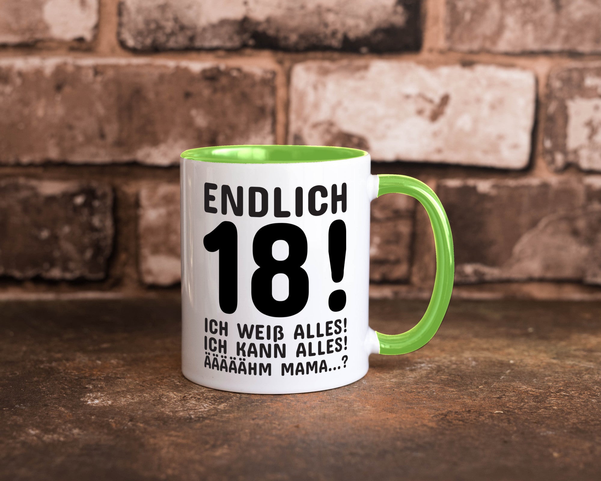 Endlich 18 | Geburtstag Tasse volljährig Erwachsen lustig Geschenkidee Geschenk