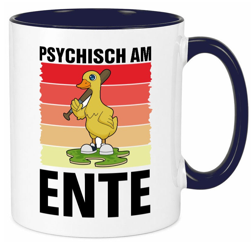 Psychisch am Ente | mit Baseball schläger Sunset v2 lustig Humor Geschenkidee Tasse