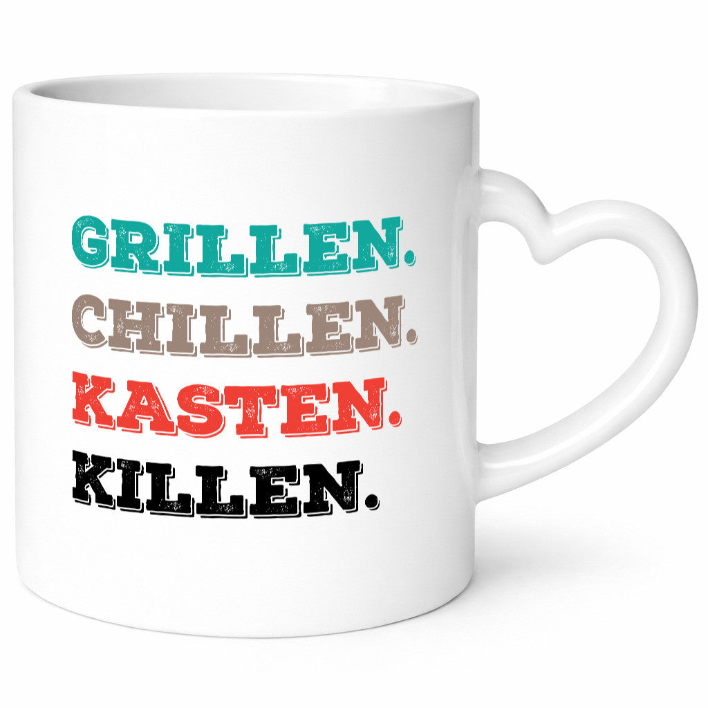 Grillen Chillen Kasten Killen | Bier Bierliebhaber Humor Geschenkidee Tasse