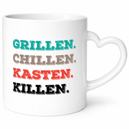 Grillen Chillen Kasten Killen | Bier Bierliebhaber Humor Geschenkidee Tasse