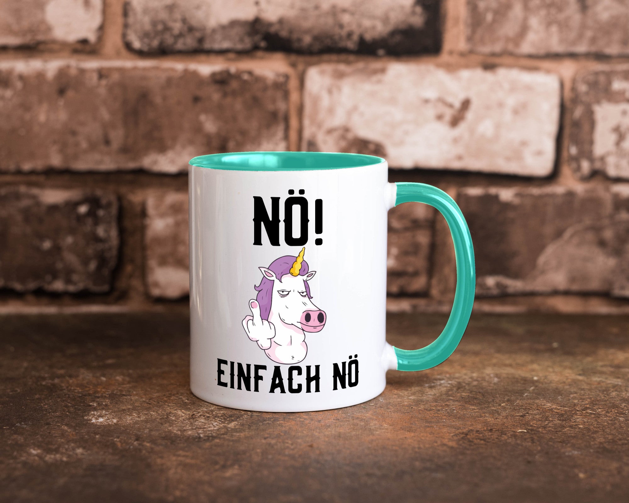 Einfach Nö | Keinen Bock Einhorn Mittelfinger Comic Geschenkidee Humor Tasse