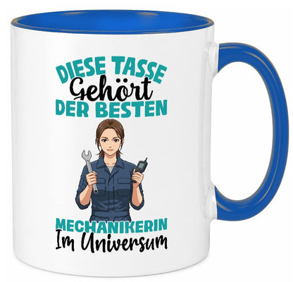 Im Universum: Mechanikerin | KFZ lustiger Spruch Geschenk Humor Geschenkidee Tasse