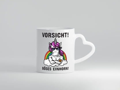 Vorsicht! Böses Einhorn | Spruchtasse mit Motiv Geschenk Humor Geschenkidee