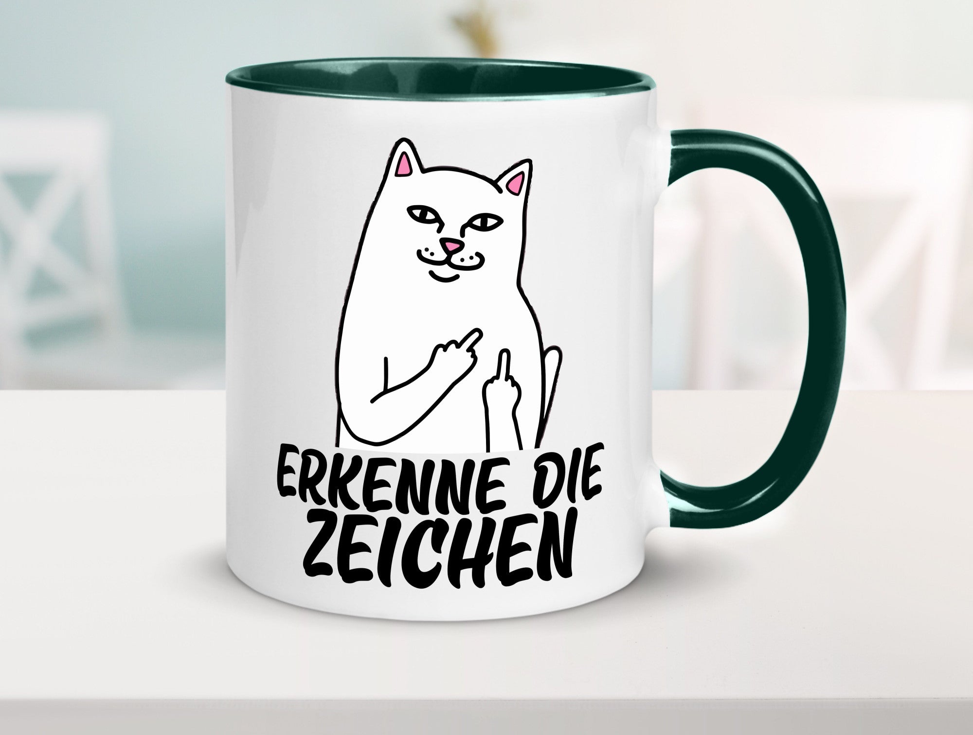 Erkenne die Zeichen | Katze Schatten Mittelfinger Geschenk Tierliebhaber Humor