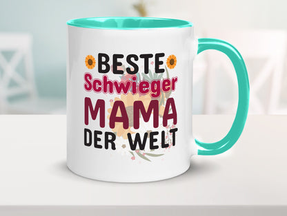 Beste Schwiegermama | Schwiegermutter Tasse Blumen Humor Familie Geschenkidee