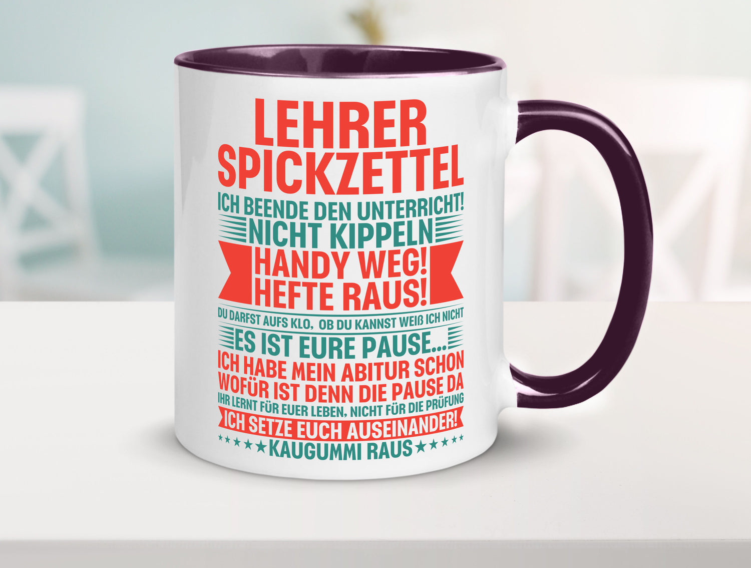 Lehrer Spickzettel | Beruf Tasse lustiger Spruch vl4 lustig Arbeit Kollegen