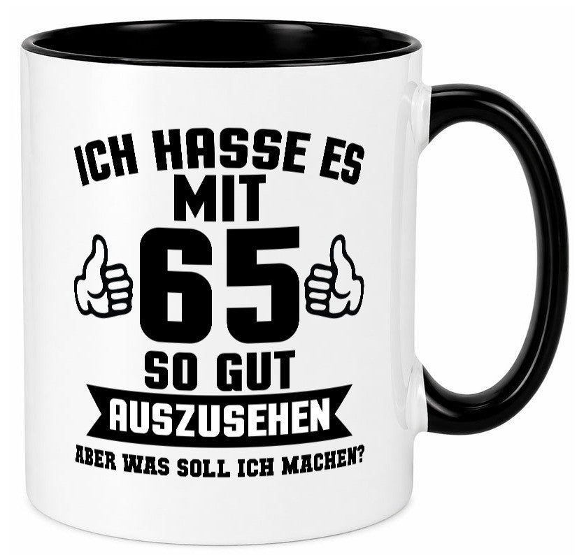 Gut aussehen mit 65 | Zahl Daumen hoch Geschenk Humor Geschenkidee lustiger Tasse