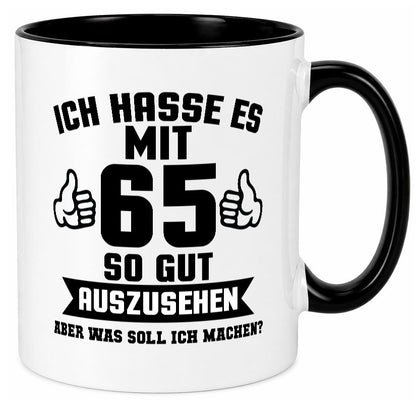 Gut aussehen mit 65 | Zahl Daumen hoch Geschenk Humor Geschenkidee lustiger Tasse