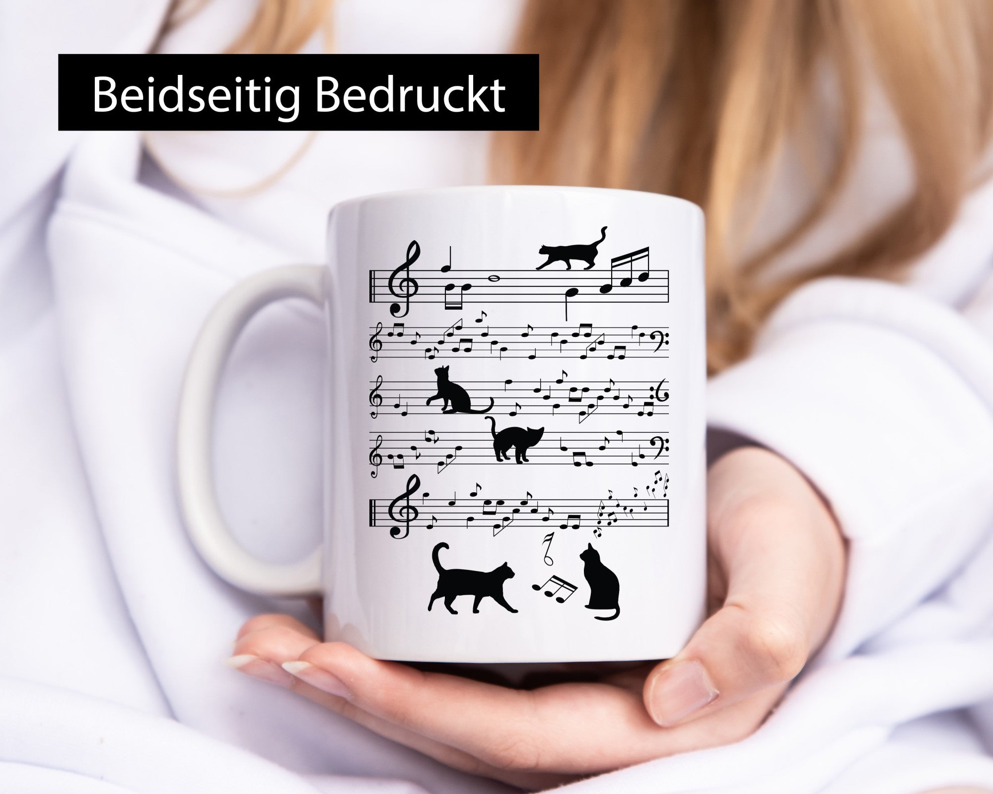 Musik Note mit Katzen | katze Singen lustiger Spruch Geschenk Tierliebhaber