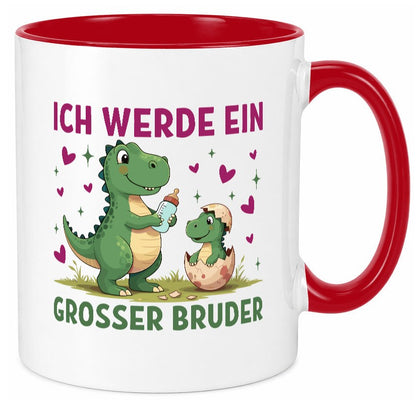Ich werde ein Großer Bruder | Dino Dinosaurier lustiger Spruch Geschenk Humor Tasse