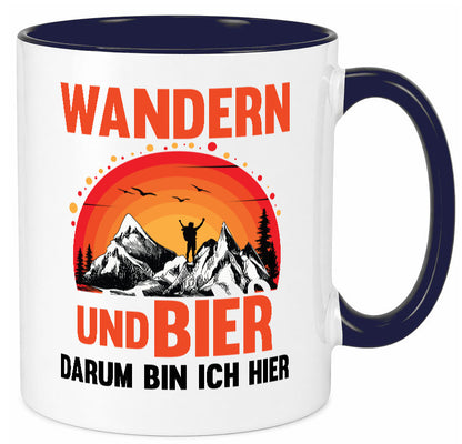 Wandern und Bier darum bin ich hier | lustiger Spruch Geschenk Humor