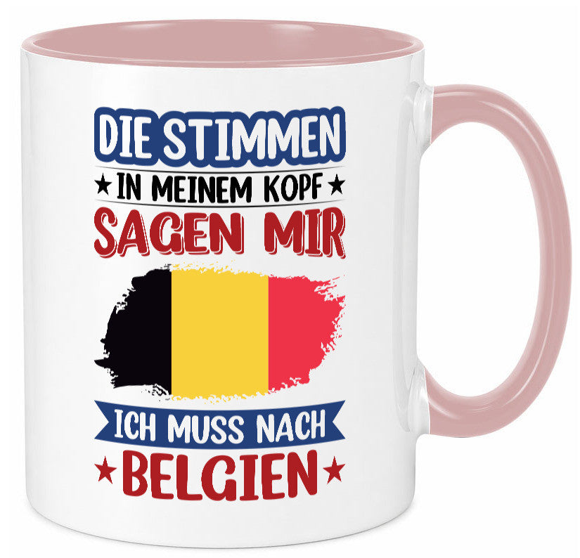 Belgien | Urlaub Stimmen in meinem Kopf Traumland lustiger Spruch Geschenk Tasse