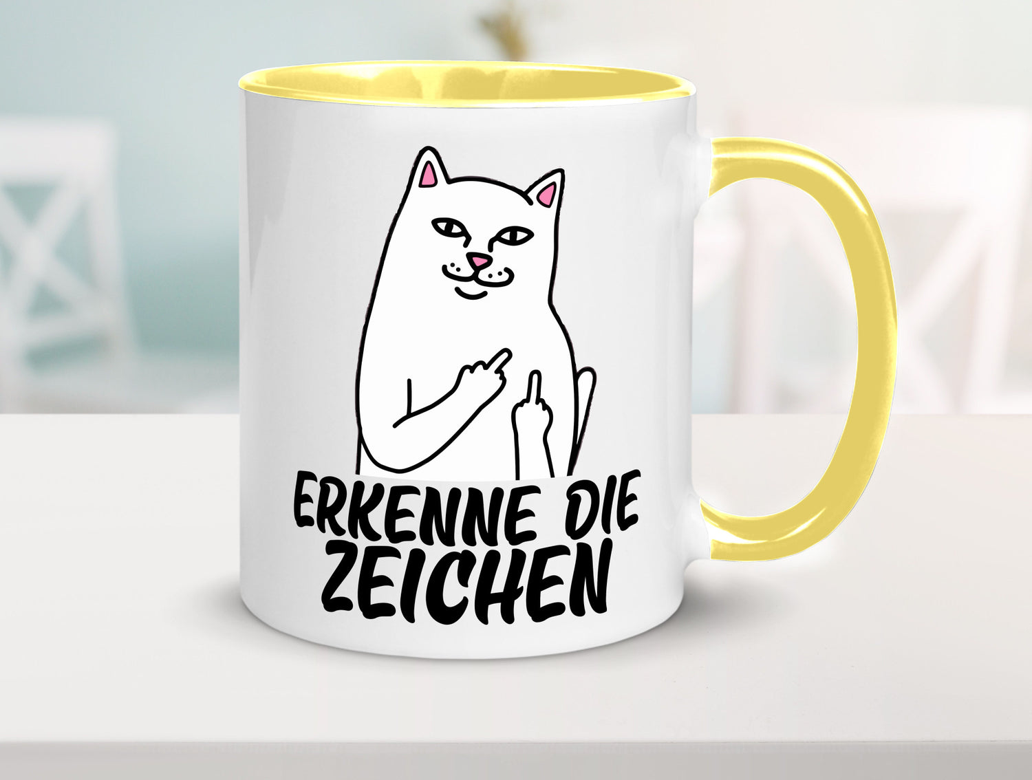 Erkenne die Zeichen | Katze Schatten Mittelfinger Geschenk Tierliebhaber Humor