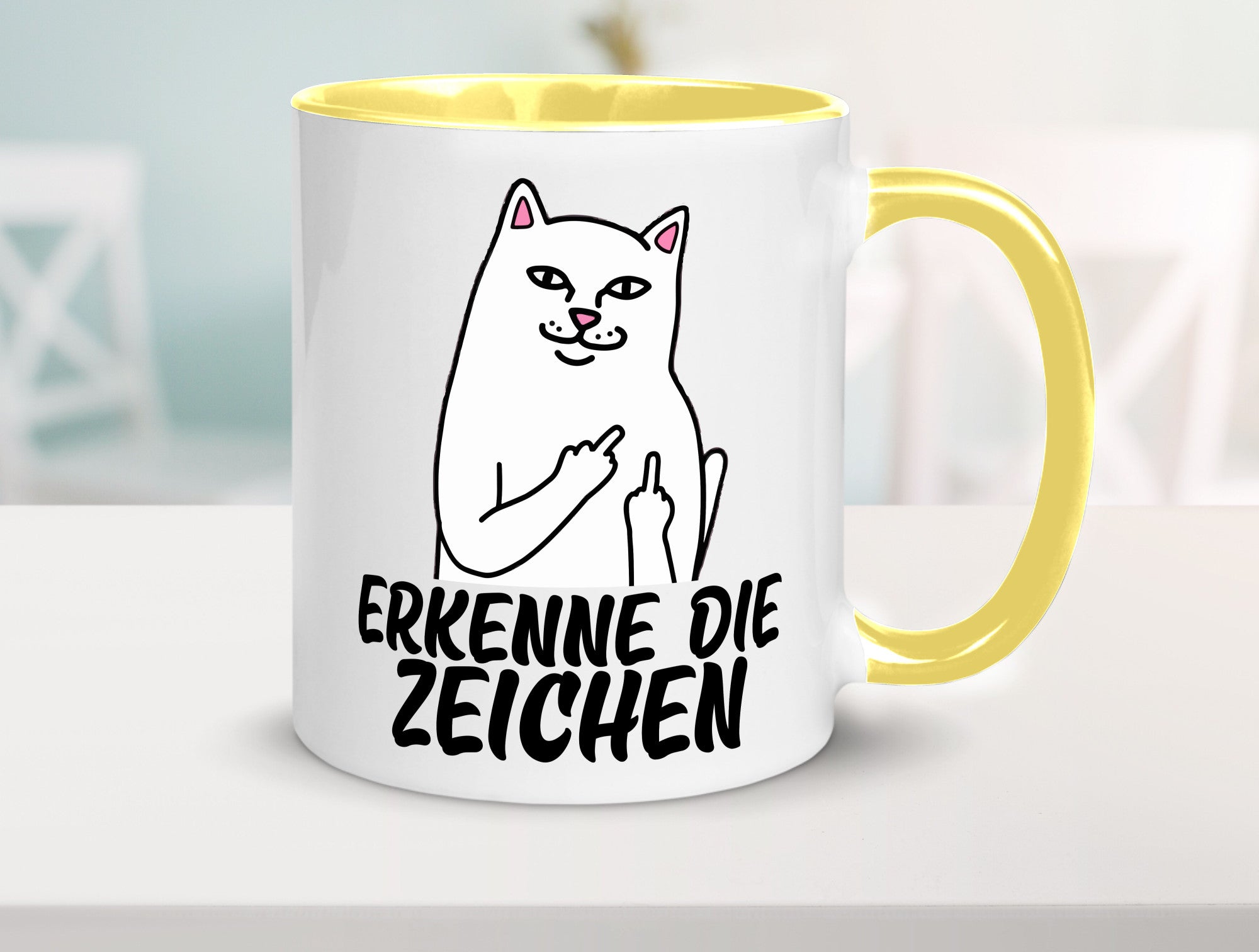 Erkenne die Zeichen | Katze Schatten Mittelfinger Geschenk Tierliebhaber Humor