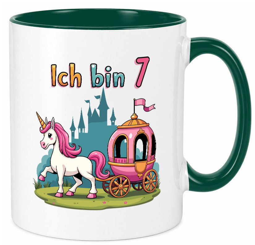 7. Geburtstag | Prinzessin in Kutsche Einhorn lustiger Spruch Geschenk