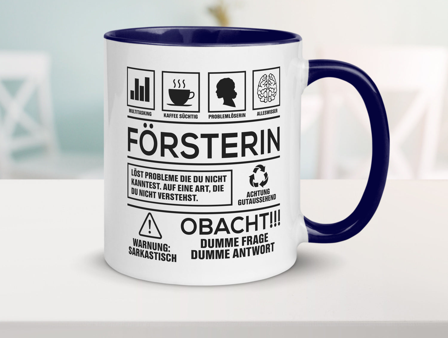 Achtung Probleme Försterin | Forst Arbeit lustig Kollegen Büro Geschenk Tasse
