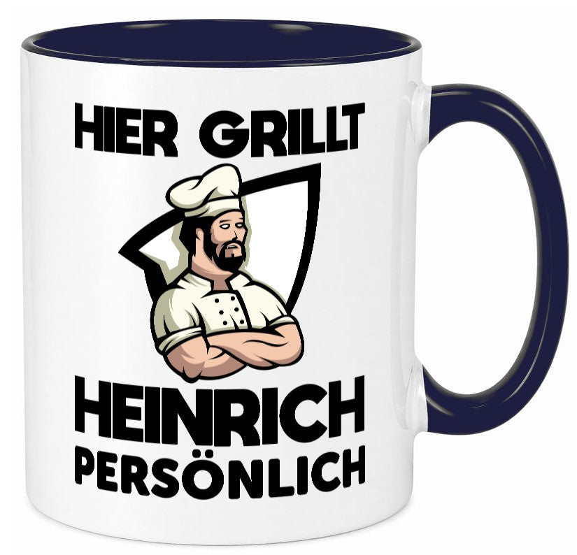 Hier Grillt Heinrich Persönlich | Grillmeister Geschenk Humor Geschenkidee Tasse