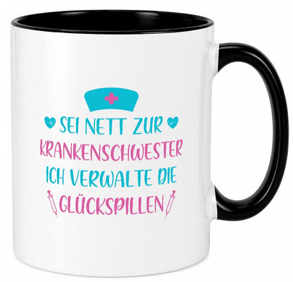 Krankenschwester verwaltet Glückspille | Herzschlag |Spritze lustig Humor Tasse