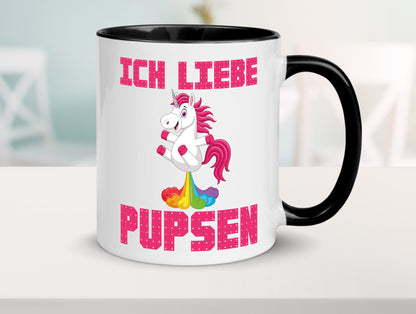 Ich liebe pupsen | Einhorn Pups lustiger Spruch Humor Geschenkidee Tasse